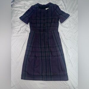 Burberry Checkered Midi Dress in Deep Purple